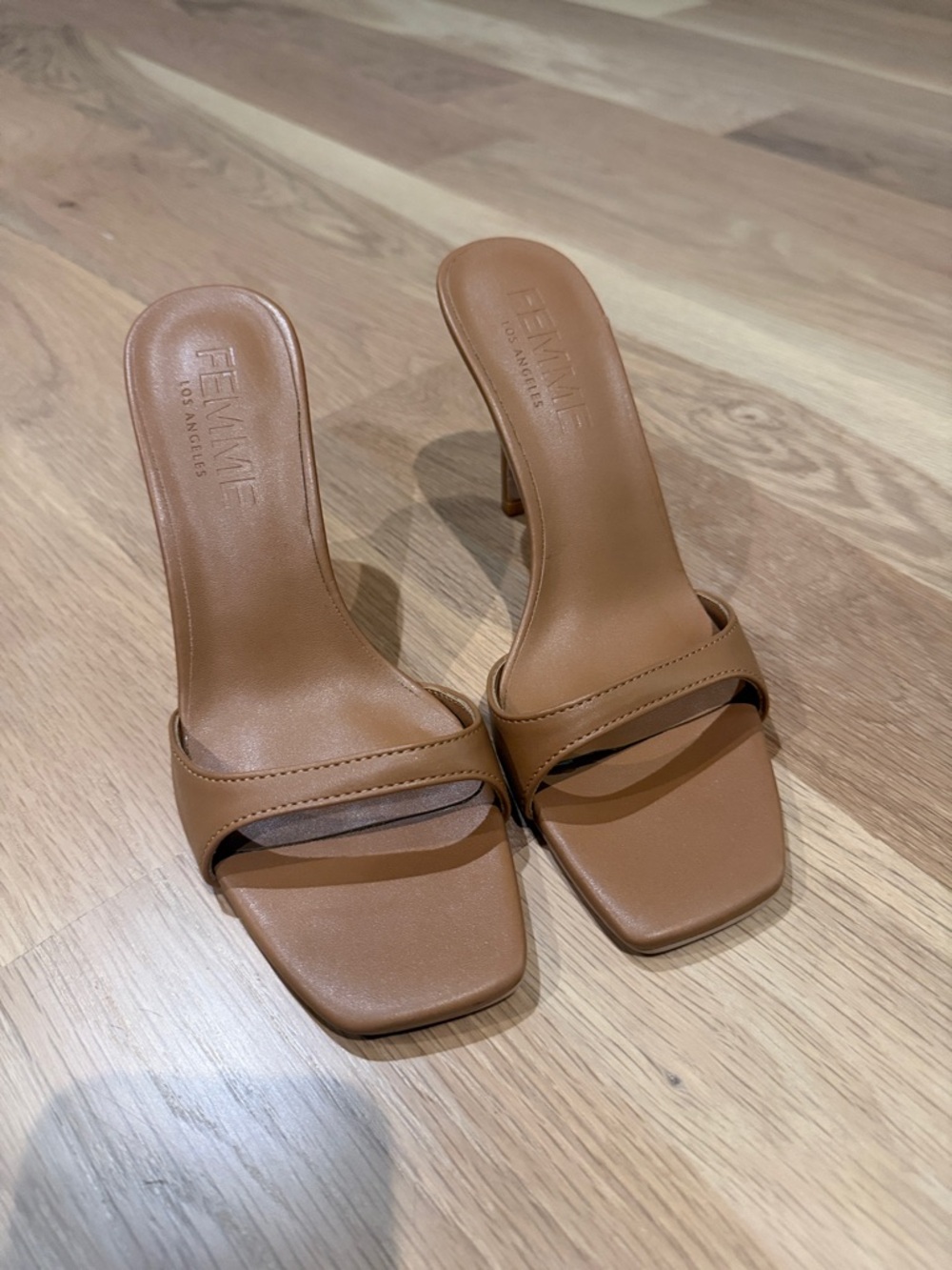 Femme LA RUE slipper Tan Slide Heel Sandals - Picture 2 of 4